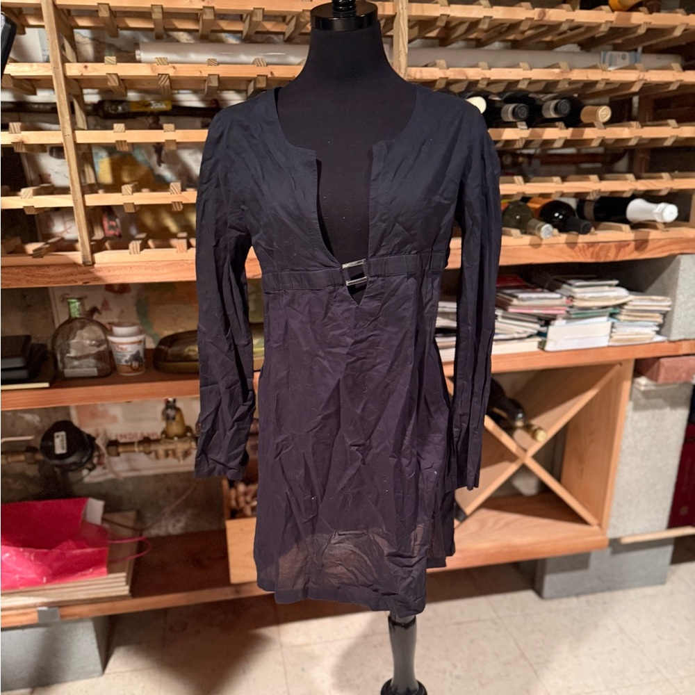 Lands' End Black Long Sleeve Swimsuit Cover-Up
